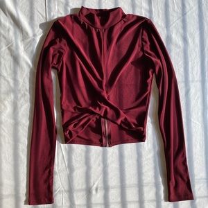 Burgundy Long Sleeve Top - Cropped